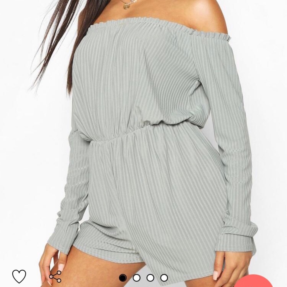 Ribbed Off the Shoulder Romper